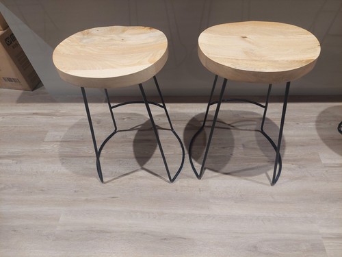 Wooden bar stools - x2,