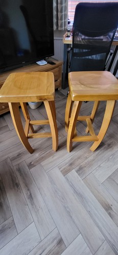Solid oak bar stools pair - oak,